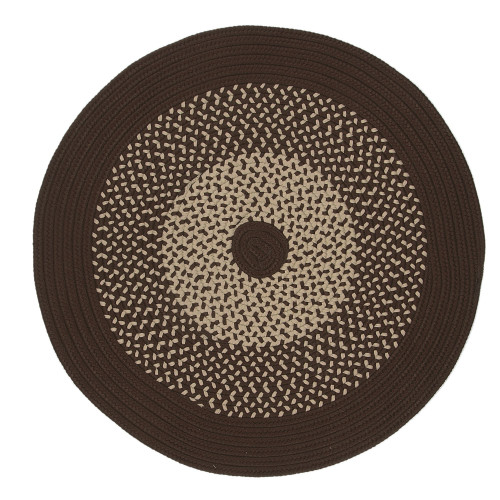 15' Brown and Ivory Bordered All Purpose Handcrafted Reversible Round Outdoor Area Throw Rug