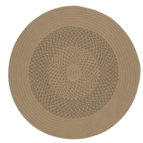 8' Cedar Brown Bordered All Purpose Handcrafted Reversible Round Outdoor Area Throw Rug