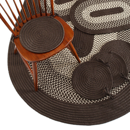 7pc Coffee Brown and White All Purpose Handcrafted Reversible Outdoor Area Throw Rug Set