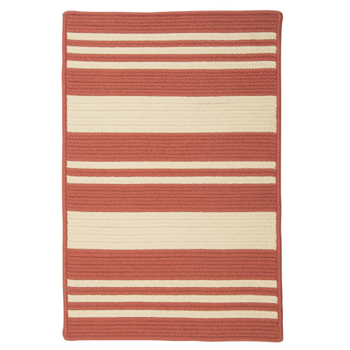 10' x 14' Terracotta Red and Beige All Purpose Striped Handcrafted Rectangular Area Throw Rug