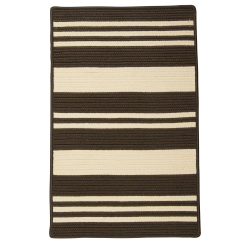 11' x 11' Brown and Beige All Purpose Striped Handcrafted Reversible Square Area Throw Rug