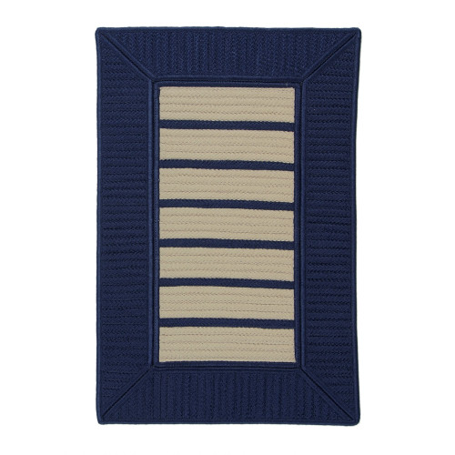9' x 12' Navy Blue and Beige All Purpose Handcrafted Reversible Rectangular Outdoor Area Throw Rug