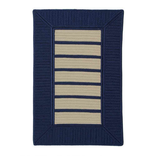 14' x 18' Navy Blue and Beige All Purpose Handcrafted Reversible Rectangular Outdoor Area Throw Rug