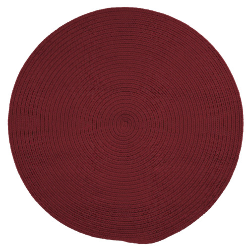 11' Burgundy Red All Purpose Handcrafted Reversible Round Outdoor Area Throw Rug