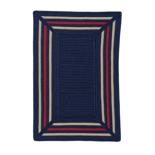 9' x 12' Navy Blue and Red All Purpose Handmade Reversible Rectangular Mudroom Area Throw Rug