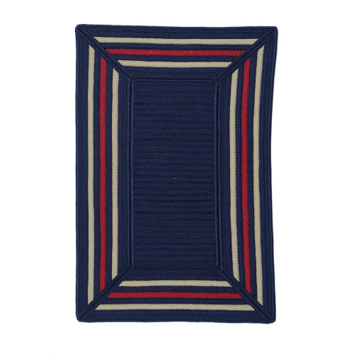 4' x 7' Navy Blue and Red All Purpose Handmade Reversible Rectangle Mudroom Area Throw Rug