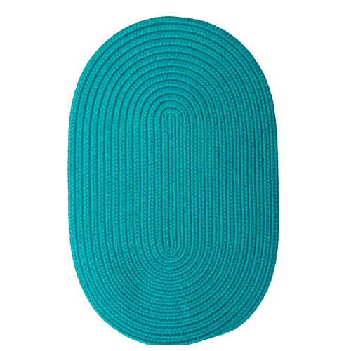 10' x 13' Turquoise Blue Solid All Purpose Handcrafted Reversible Oval Outdoor Area Throw Rug