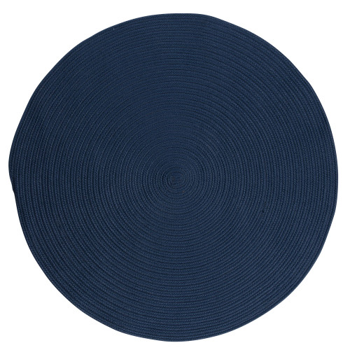 11' Navy Blue Solid All Purpose Handcrafted Reversible Round Outdoor Area Throw Rug