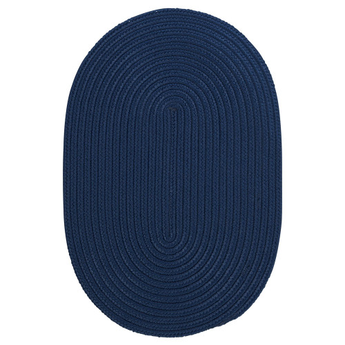 2' x 4' Navy Blue Solid All Purpose Handcrafted Reversible Oval Outdoor Area Throw Rug