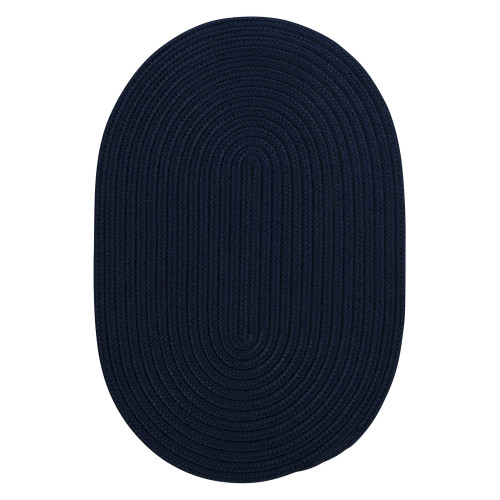 9' x 11' Navy Blue All Purpose Handcrafted Reversible Oval Outdoor Area Throw Rug