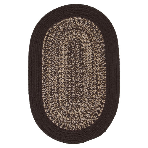 2' x 4' Brown and White Handcrafted Reversible Oval Outdoor Area Throw Rug