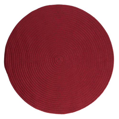 11' Berry Red Solid All Purpose Handcrafted Reversible Round Outdoor Area Throw Rug