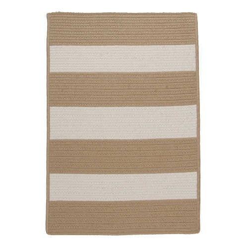 10' x 13' White and Brown Striped All Purpose Handcrafted Reversible Rectangular Area Throw Rug