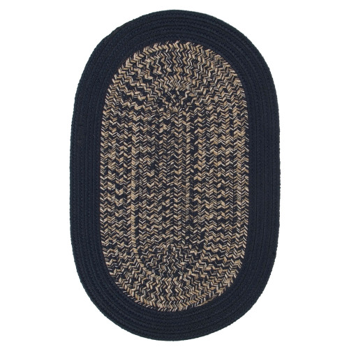 1.6' x 2.5' Blue and Beige All Purpose Handcrafted Reversible Oval Outdoor Area Throw Rug