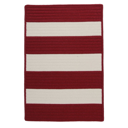 8' x 10' White and Red Striped All Purpose Handcrafted Reversible Rectangular Outdoor Area Throw Rug