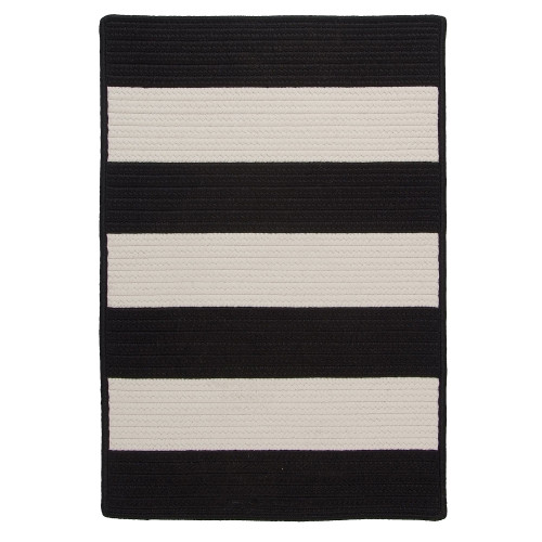 14' x 18' Black Striped All Purpose Handcrafted Reversible Rectangular Outdoor Area Throw Rug
