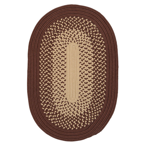 6" x 9" Brown and Beige All Purpose Handcrafted Reversible Oval Outdoor Area Throw Rug Sample
