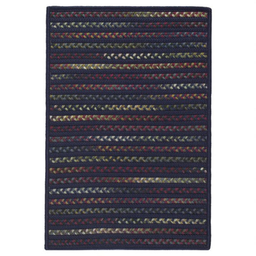 1.6' x 2.5' Navy Blue All Purpose Striped Handcrafted Reversible Rectangle Outdoor Area Throw Rug