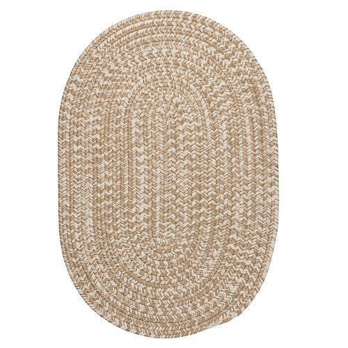 6' x 9' Light Brown and White All Purpose Handcrafted Reversible Oval Outdoor Area Throw Rug