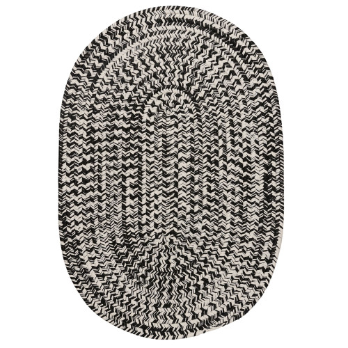10' x 13' Black and White All Purpose Handcrafted Reversible Oval Outdoor Area Throw Rug