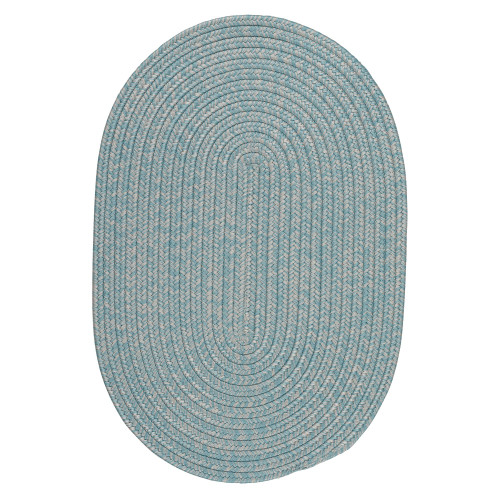 10' x 13' Pale Blue All Purpose Handcrafted Reversible Oval Outdoor Area Throw Rug