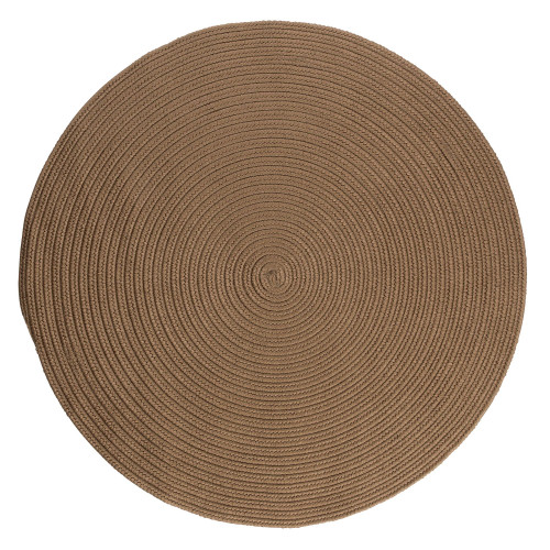 11' Light Brown Solid Outdoor Reversible Round Handcrafted Area Throw Rug