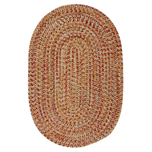 2.25' x 3.8' Orange and Green Handcrafted Reversible Oval Outdoor Area Throw Rug