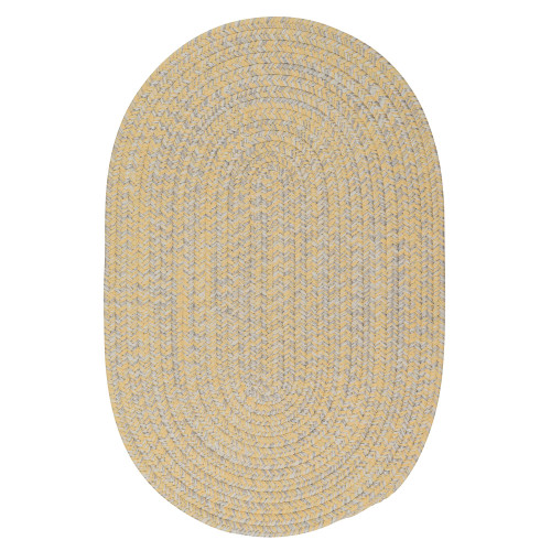 11' x 14' Yellow and Gray All Purpose Handcrafted Reversible Oval Area Throw Rug