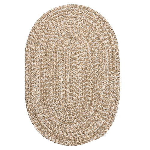 11' x 14' Beige and White All Purpose Handcrafted Reversible Oval Outdoor Area Throw Rug