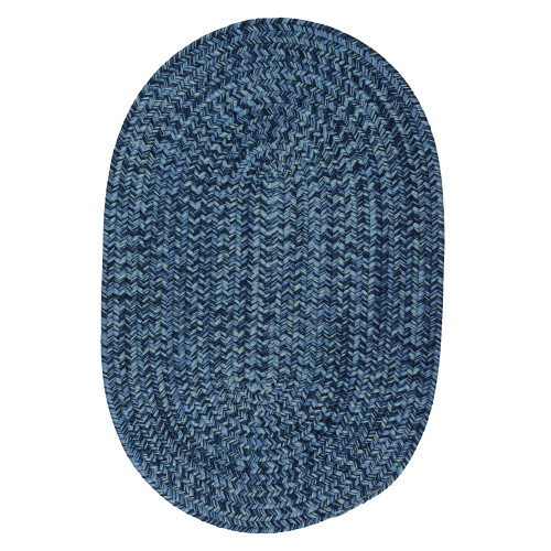 4' x 6' Blue Solid Handcrafted Reversible Oval Area Throw Rug