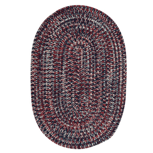 10' x 13' Red and Blue All Purpose Handcrafted Reversible Oval Outdoor Area Throw Rug