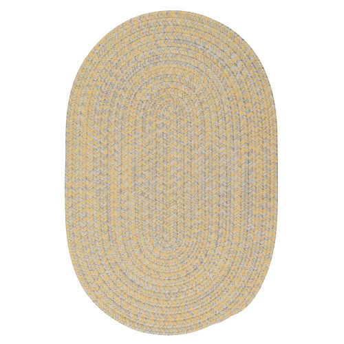 12' x 16' Yellow and Gray All Purpose Handcrafted Reversible Oval Area Throw Rug