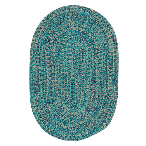 3' x 5' Turquoise Blue All Purpose Handmade Reversible Oval Mudroom Area Throw Rug