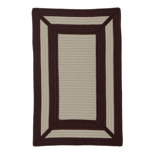 7' x 10' Brown and White Geometric Handcrafted Rectangular Outdoor Area Throw Rug