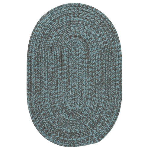 11' x 14' Blue and Gray All Purpose Handcrafted Reversible Oval Outdoor Area Throw Rug