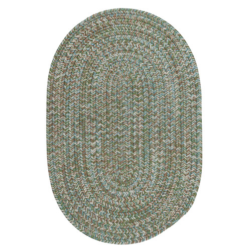11' Blue and White Tweed All Purpose Handcrafted Reversible Round Outdoor Area Throw Rug