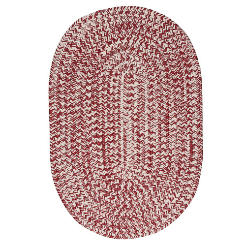 10' x 14' Red and White Tweed All Purpose Handcrafted Reversible Oval Outdoor Area Throw Rug