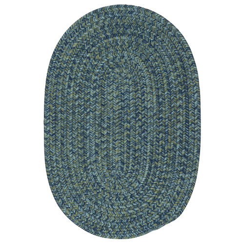 10' x 13' Royal Blue All Purpose Handmade Reversible Oval Mudroom Area Throw Rug