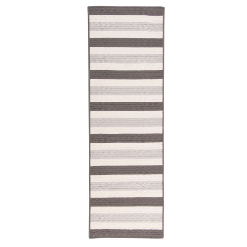 2.5' x 4' Gray and White Striped Handcrafted Outdoor Reversible Area Throw Rug