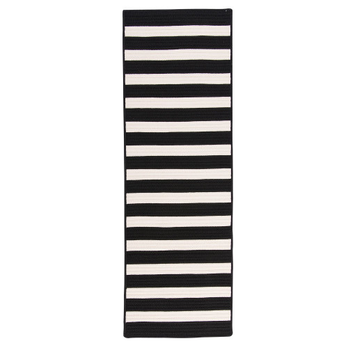 2.5' x 4' Black and White Striped Handcrafted Outdoor Reversible Area Throw Rug