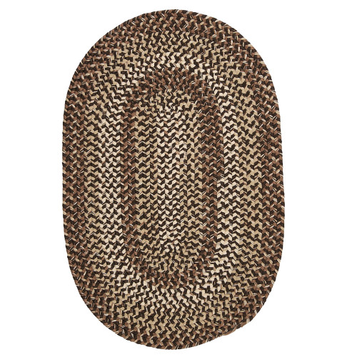 4' x 6' Brown and Beige Handcrafted Oval Outdoor Area Throw Rug