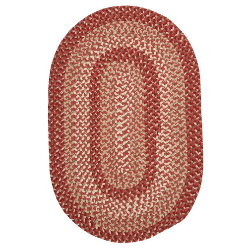 10' x 13' Red and Beige Handcrafted Reversible Oval Outdoor Area Throw Rug