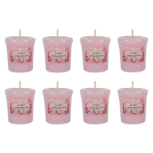 Set of 8 Blush Pink Single-Wick Sweet Bubbly Scented Votives, 2"