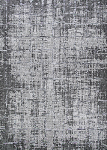 7.8' x 9.8' Gray and White Contemporary Rectangular Outdoor Area Throw Rug