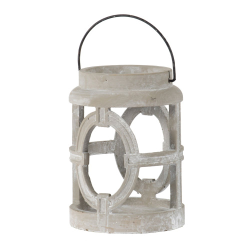 9.5" Gray and Black Contemporary Cylindrical Lantern