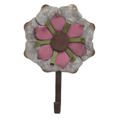 9" Pink Spring Flower Metal Hook Garden Decoration