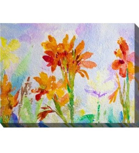 White and Red Canna Watercolor Outdoor Canvas Rectangular Wall Art Decor 30" x 40"