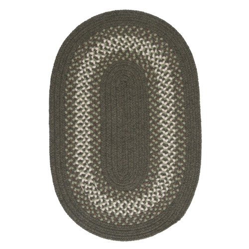 8' x 10' Olive Green and White Traditional Oval Area Throw Rug