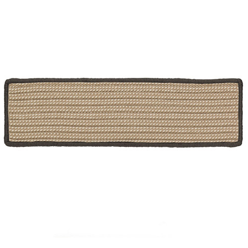 Set of 13 Gray and Beige Handmade Braided Stair Tread Rug 28"