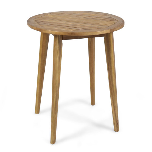 30" Teak Brown Outdoor Furniture Patio Round Bistro Table